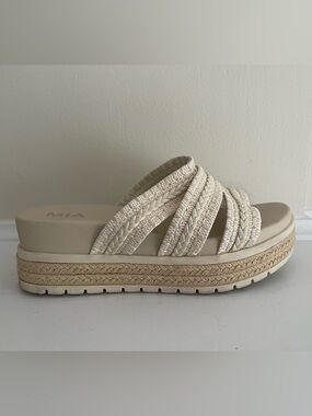MIA Braided Platform Slide Sandals - Beige